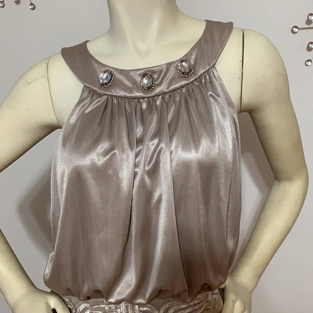 Jessica Howard Evenings tan Sleeveless Faux Gemstone Dress - Picture 2 of 13